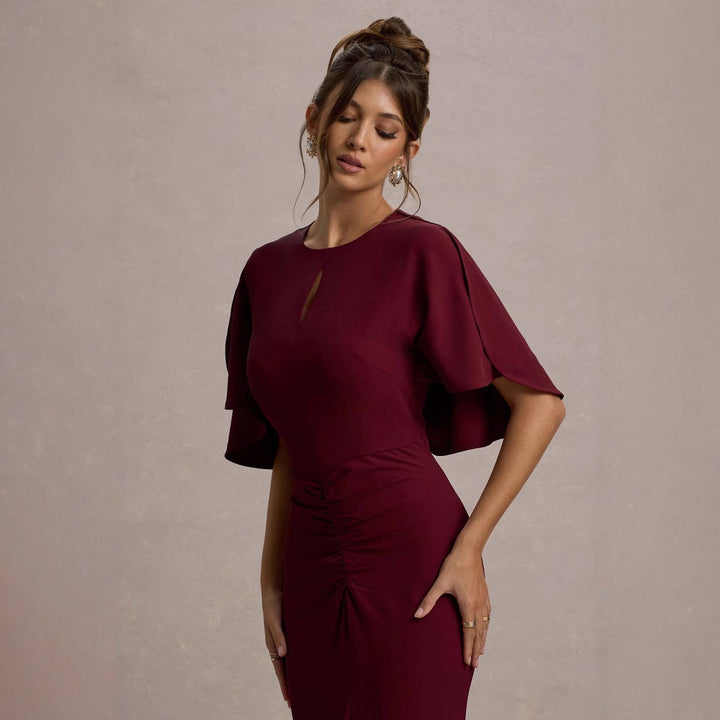 Damen Elegantes Maxikleid mit fließendem Schnitt und dramatischen Ärmeln Drune