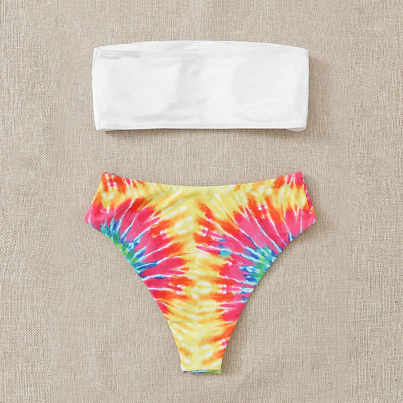 Damen Bandeau-Bikini mit buntem Batikdesign Drune