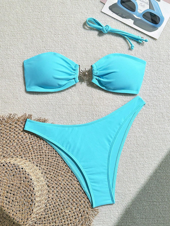 Damen Bandeau-Bikini mit dekorativem Schmuckdetail Drune