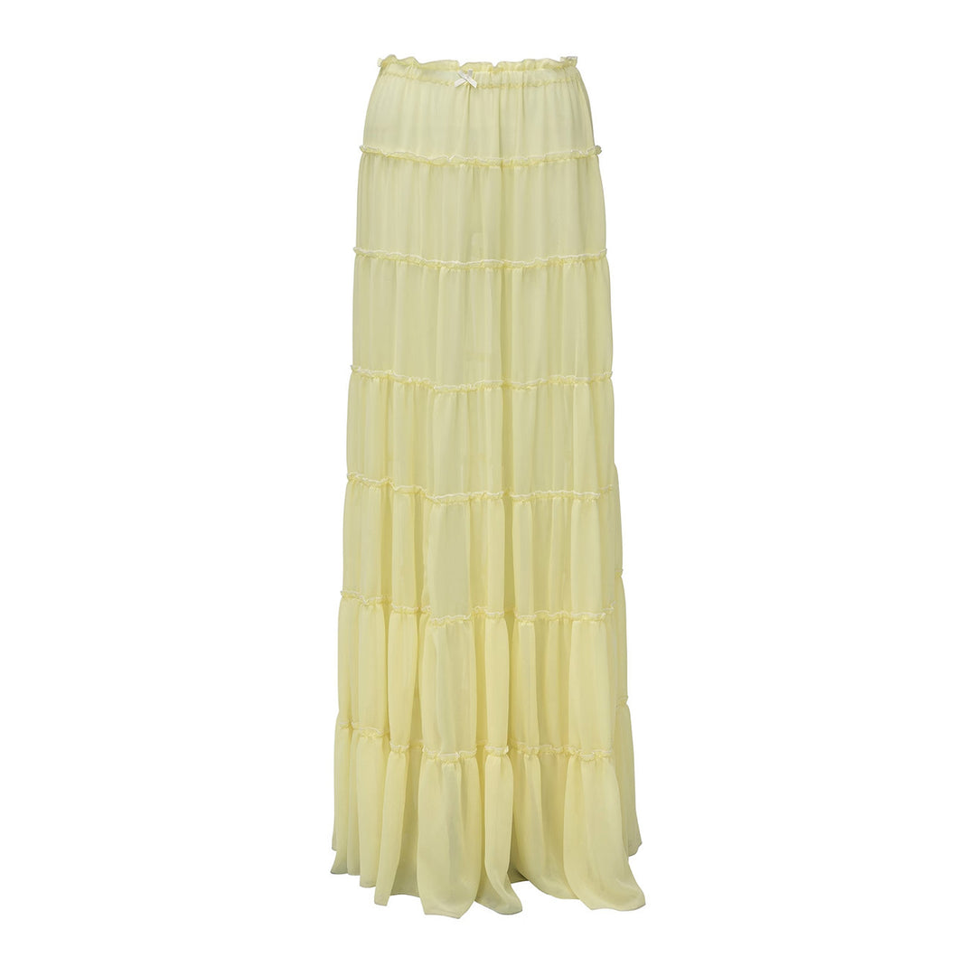 Damen luftiges Strandkleid mit Rüschen Drune