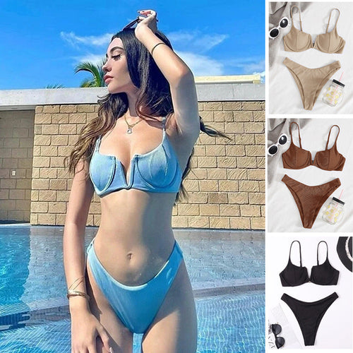 Damen-Bikini mit Bügel und strukturierter Rippoptik Drune