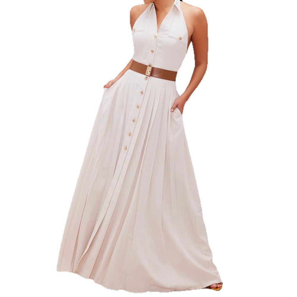 Damen Kurzarm Kleid mit plissierten Details Drune