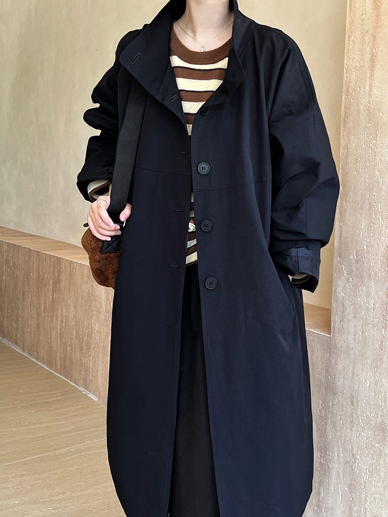 Drune | langer Trenchcoat - Minimalistisch & Entspanntes Fit - Offenes Vorderdesign - Herbst & Winter Oberbekleidung