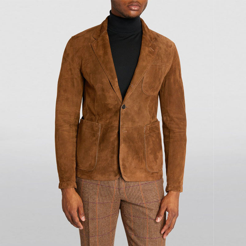 Herren modischer Wildlederblazer mit praktischen Taschen und elegantem Schnitt Drune