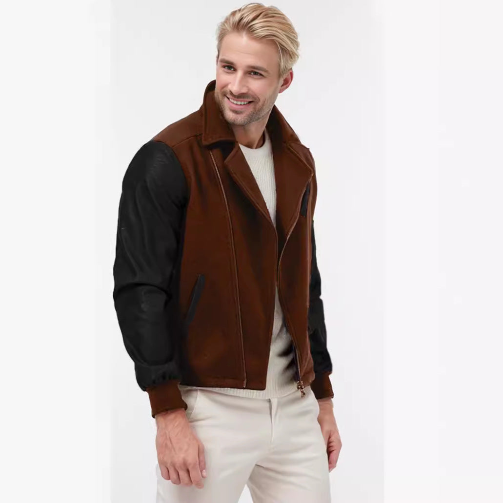 Herren sportlich-elegante Jacke mit Kunstleder-Ärmeln Drune