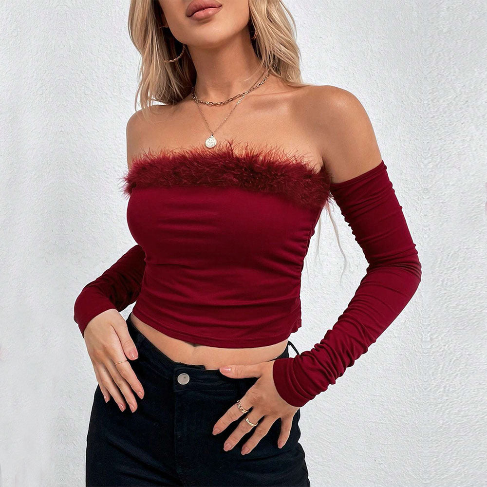 Damen Oberteil mit elegantem Flauscheinsatz Drune