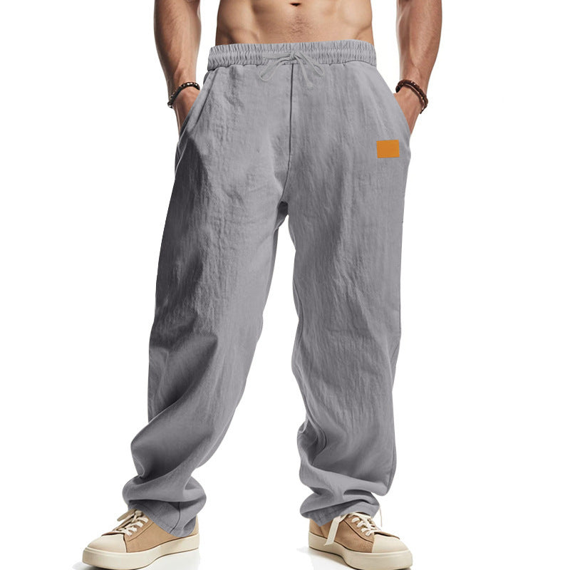 Herren lässige Leinen-Hose mit elastischem Bund und praktischen Taschen Drune