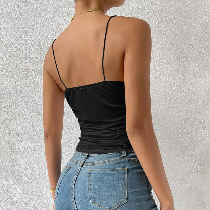 Damen figurbetontes Top mit V-Ausschnitt und Raffung Drune
