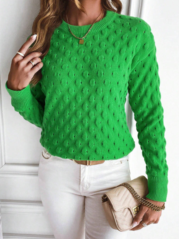 Damen Feinstrickpullover mit dekorativem Lochmuster und lässigem Schnitt Drune