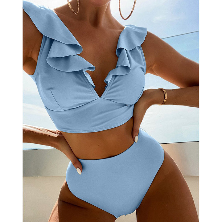 Damen Hoch tailliertes Bikini-Set mit voluminösen Rüschen Drune