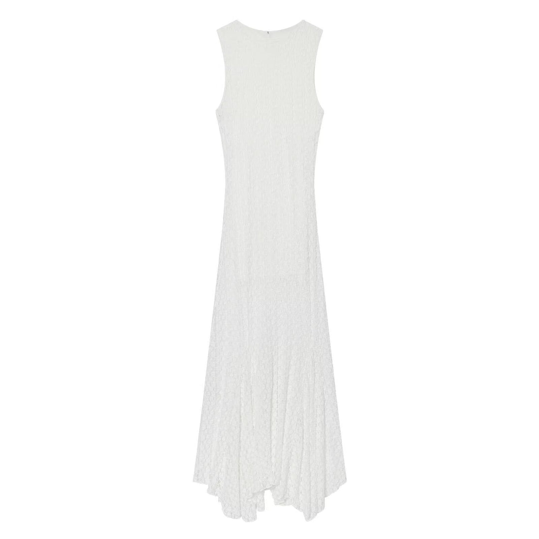 Damen elegantes Langarmkleid mit asymmetrischem Saum und feinen Texturen Drune