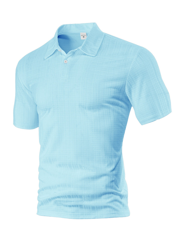 Herren nan leichtes Struktur-Kurzarm-Polo mit Hemdkragen und Ein-Knopfleiste Drune