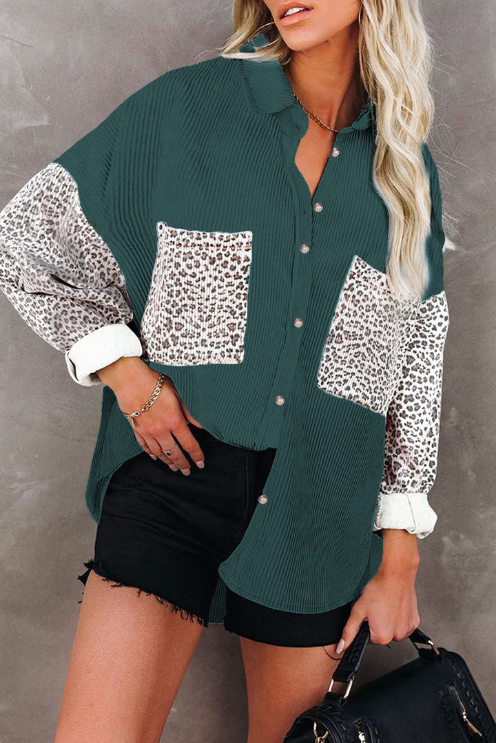 Damen Trendige Kordjacke mit Leo-Details Drune