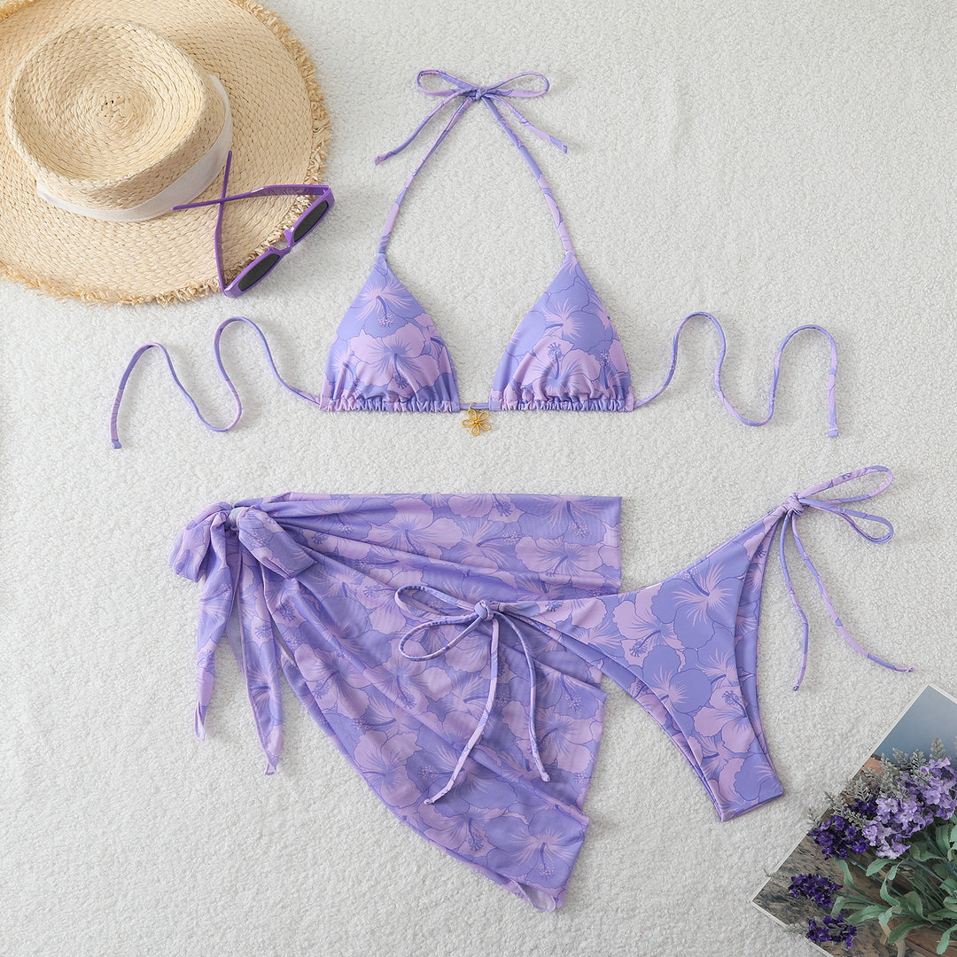 Damen Bikini-Set mit floralem Design und raffiniertem Wickelrock Drune