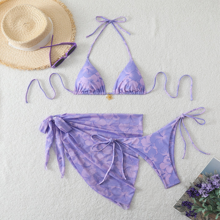 Damen Bikini-Set mit floralem Design und raffiniertem Wickelrock Drune