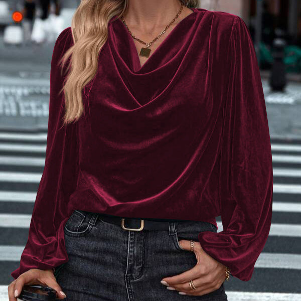 Damen Elegantes Viskosebluse mit Wasserfallausschnitt Drune