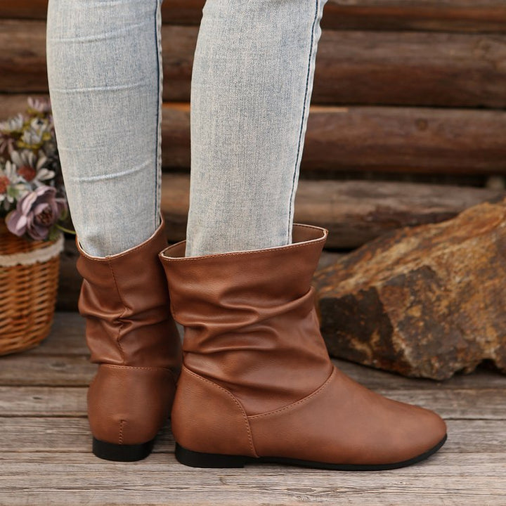 Damen modische Stiefeletten mit elegantem Rüschendesign und weichem Obermaterial Drune