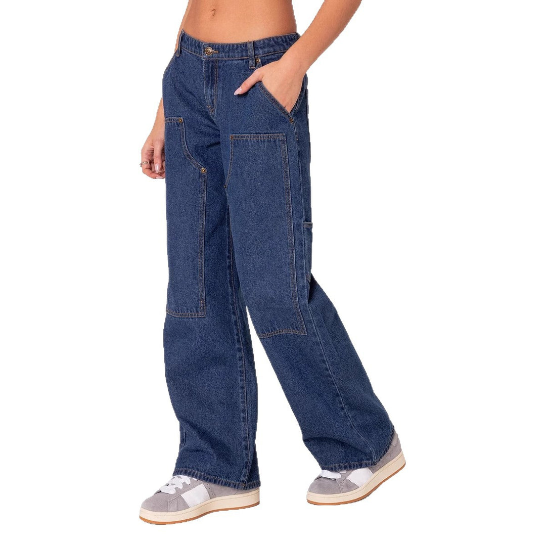 Damen weite Jeans mit praktischen Taschen Drune