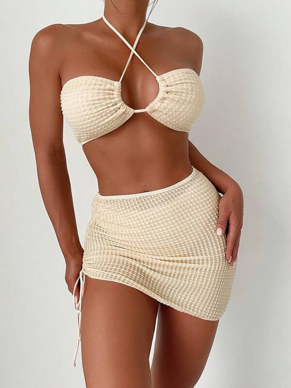 Damen Bandeau-Bikini mit sexy Wickelrock Drune