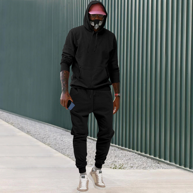 Herren nan lässiges Hoodie- und Jogging-Set aus French Terry mit Kängurutasche, gerippten Bündchen und elastischem Tunnelzugbund Drune