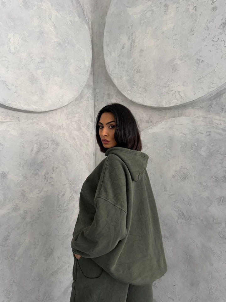 Damen lässiges Hoodie- und Hose-Set Drune