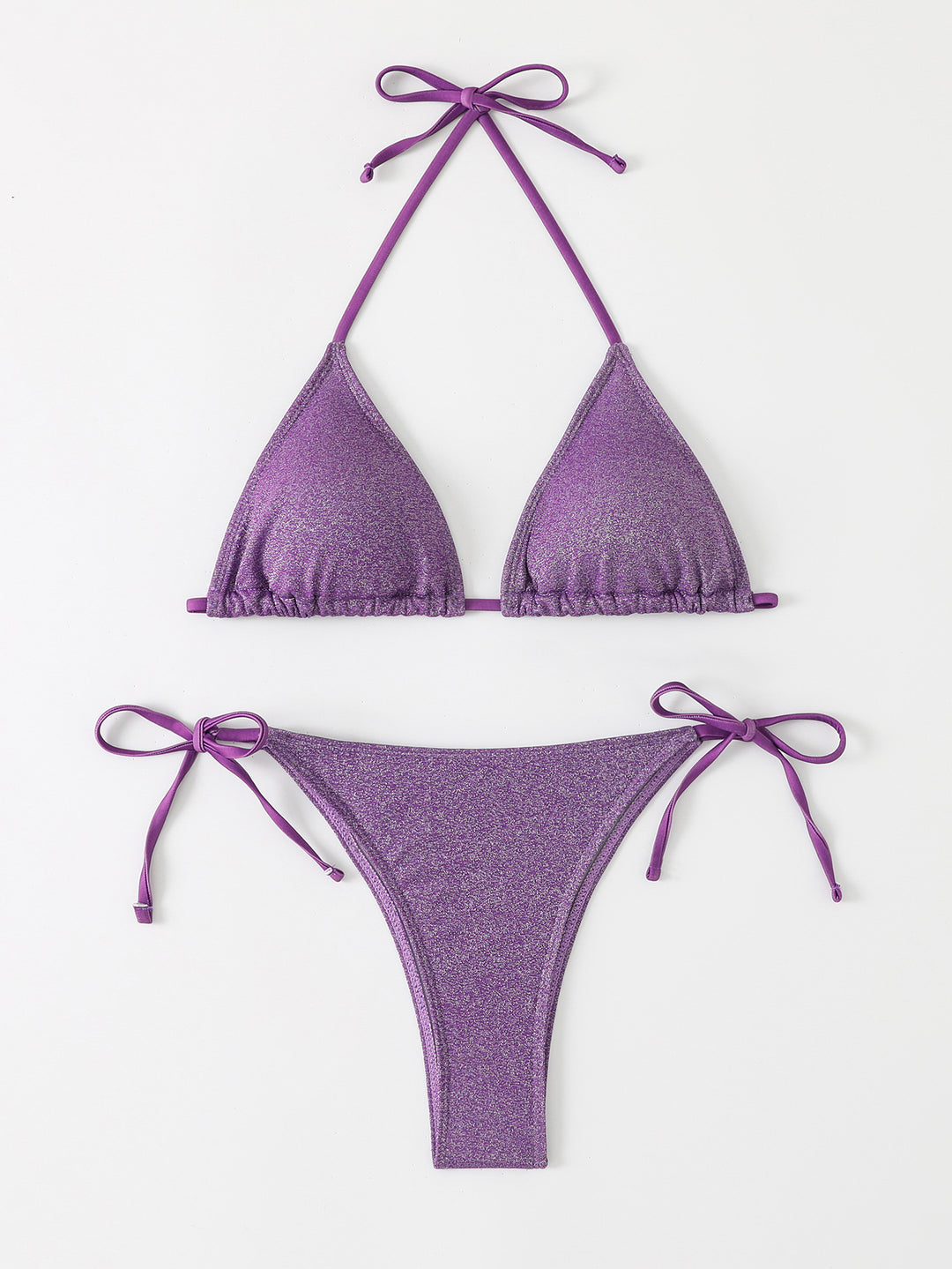 Damen Triangel-Bikini mit schimmerndem Rüschendesign Drune