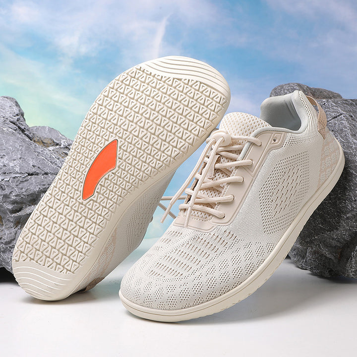 Unisex nan barfuß-inspirierter Strick-Sneaker mit elastischer Passform, Schnellzugkordel und griffiger Vollgummi-Laufsohle Drune