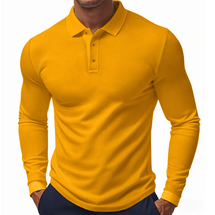 Herren Langarm-Polohemd mit strukturiertem Gewebe Drune