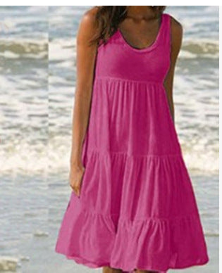 Damen lässiges Sommerkleid mit fließendem Schnitt und Rüschendetails Drune