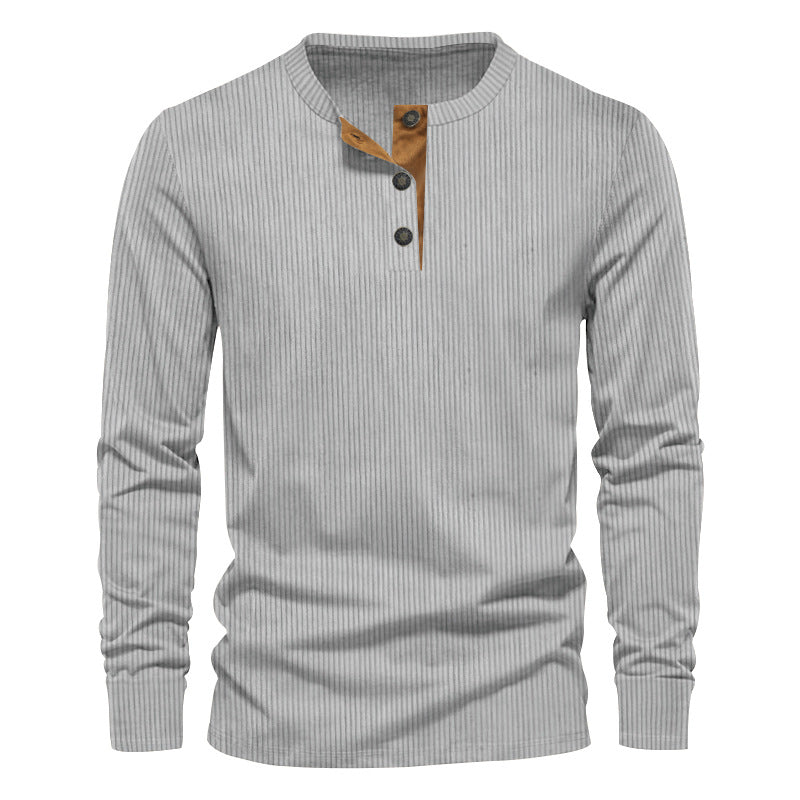 Herren nan geripptes Thermo-Henley mit Kontrast-Knopfleiste und Rippbündchen Drune