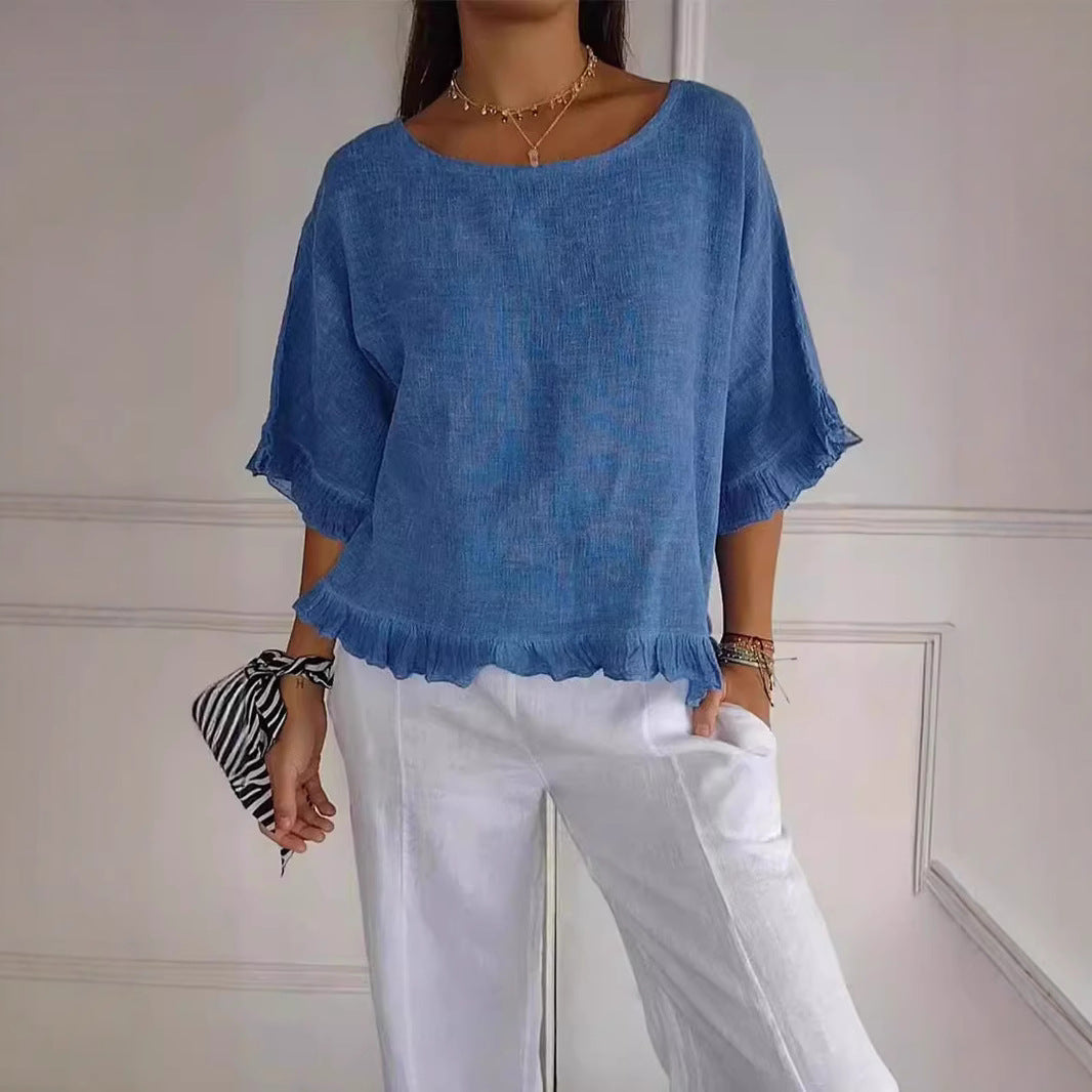Damen Leichtes Shirt mit Fransen Drune
