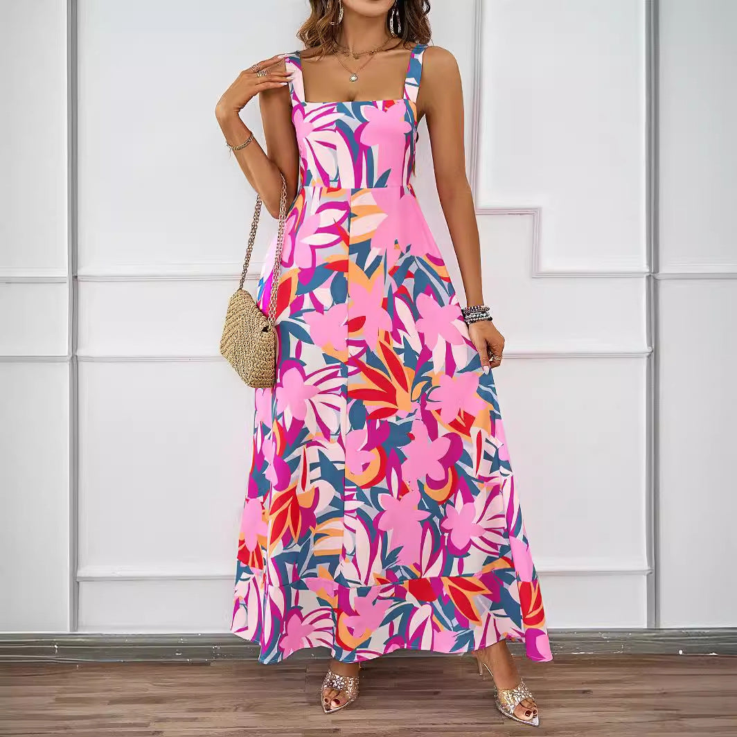 Damen Maxikleid mit modernem Blumendesign und schmeichelnder Silhouette Drune