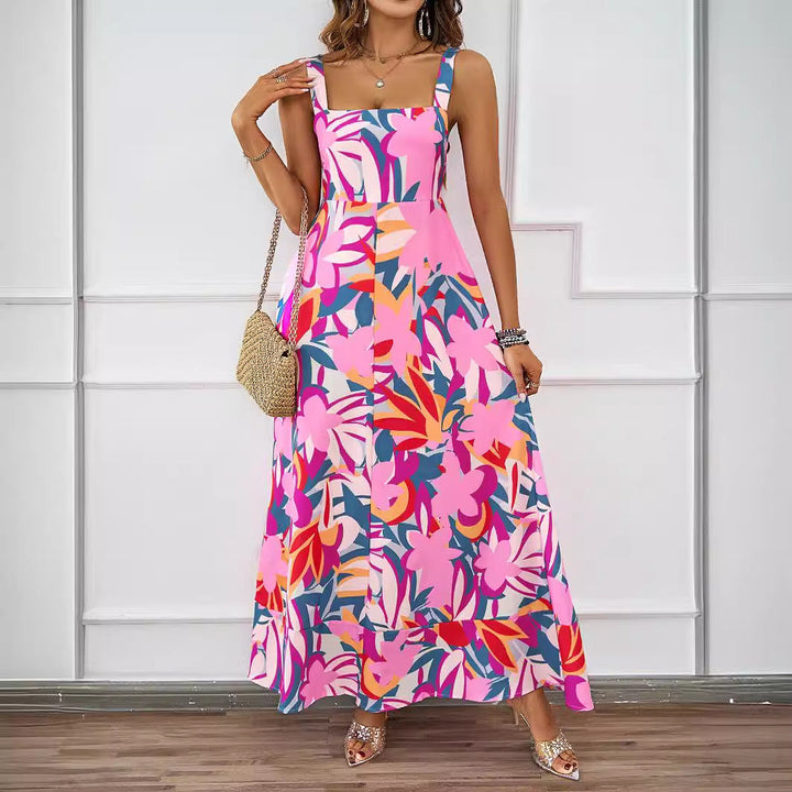 Damen Maxikleid mit modernem Blumendesign und schmeichelnder Silhouette Drune