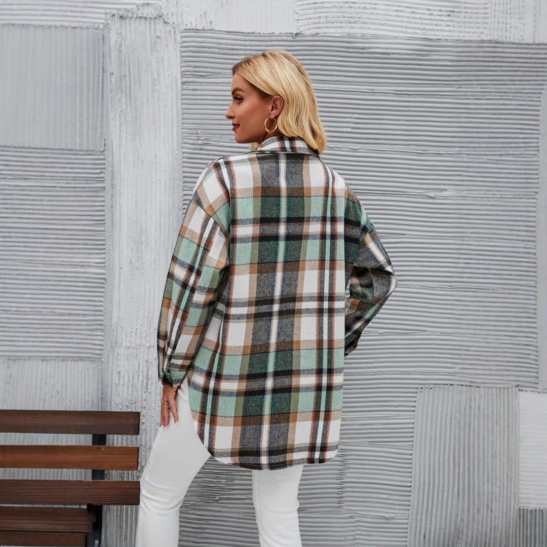 Damen Karo Hemdjacke im lässigen Stil mit praktischen Brusttaschen Drune