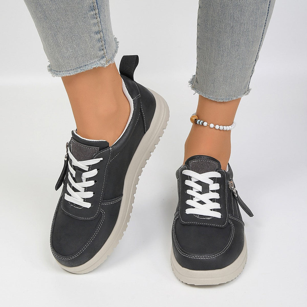 Damen Sneakers mit modischem Reißverschluss und bequemer Sohle Drune
