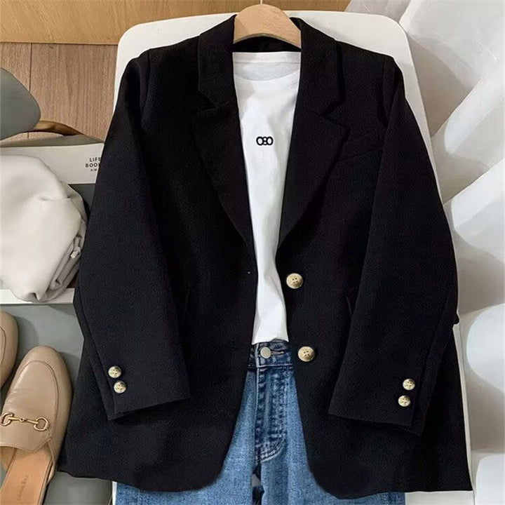 Damen Modischer Blazer mit strukturiertem Stoff und eleganten Knopfdetails Drune