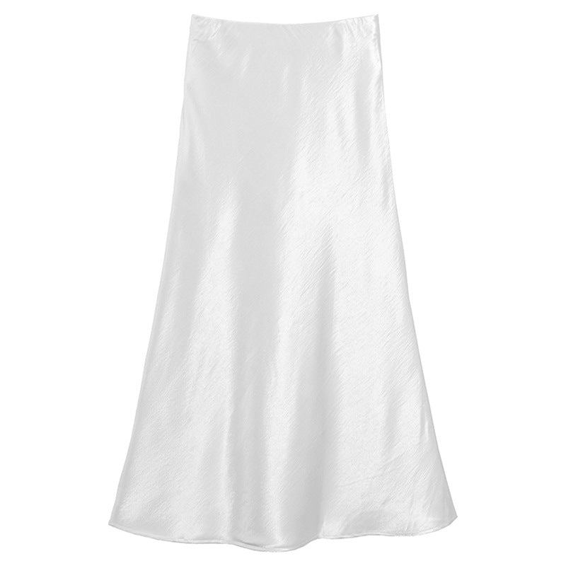 Damen nan schwingender Midirock aus satinierter Viskose mit glattem Taillenbund Drune