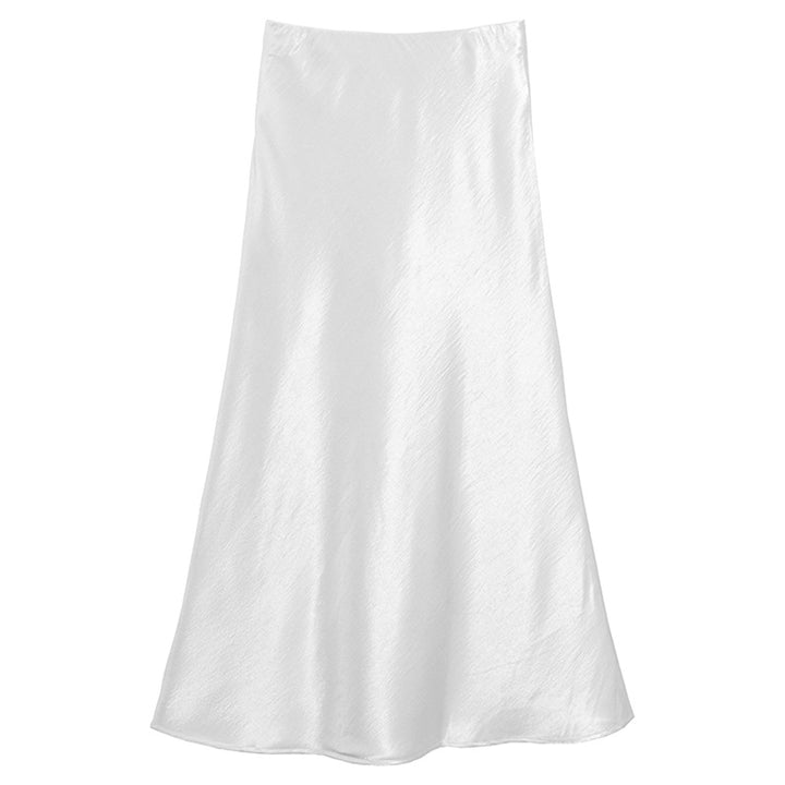Damen nan schwingender Midirock aus satinierter Viskose mit glattem Taillenbund Drune