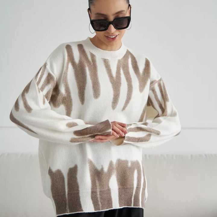 Damen Oversized Pullover mit kreativem Muster und weich strukturiertem Material Drune