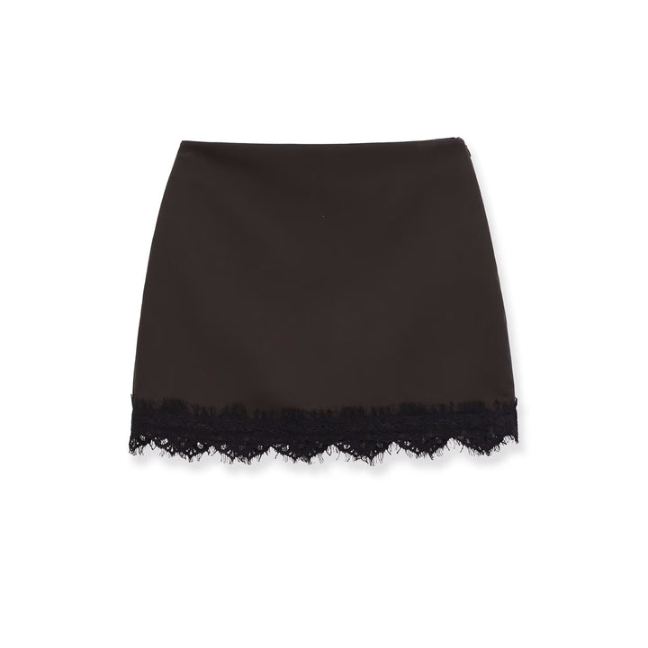 Damen eleganter Rock mit Spitzenbesatz und strukturiertem Gewebe Drune