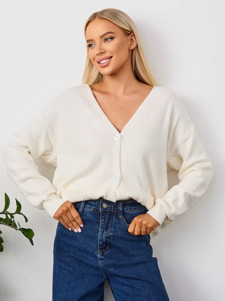 Damen Kuscheliger Cardigan mit V-Ausschnitt und praktischen Taschen Drune