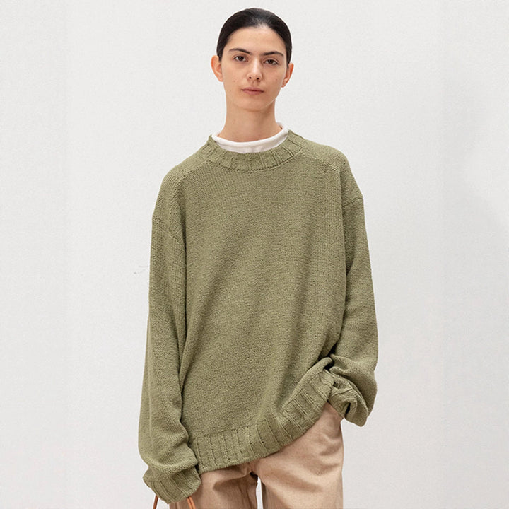Damen Lässiger Strickpullover mit weitem Schnitt und elastischem Saum Drune