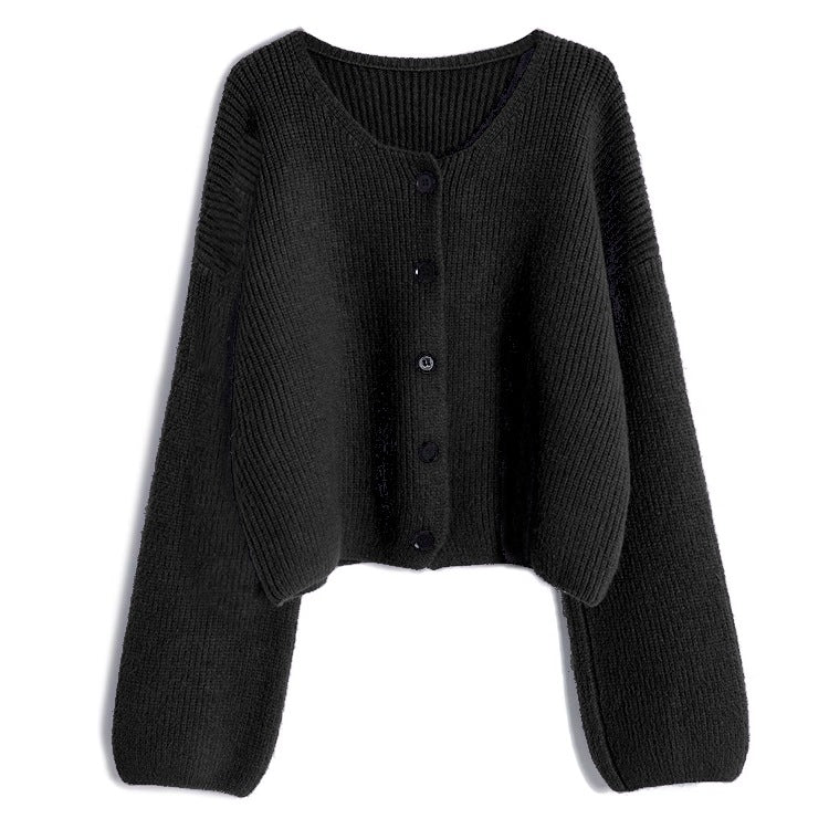 Damen modischer Short Cardigan mit feiner Rippstruktur und Knopfdetaillierung Drune