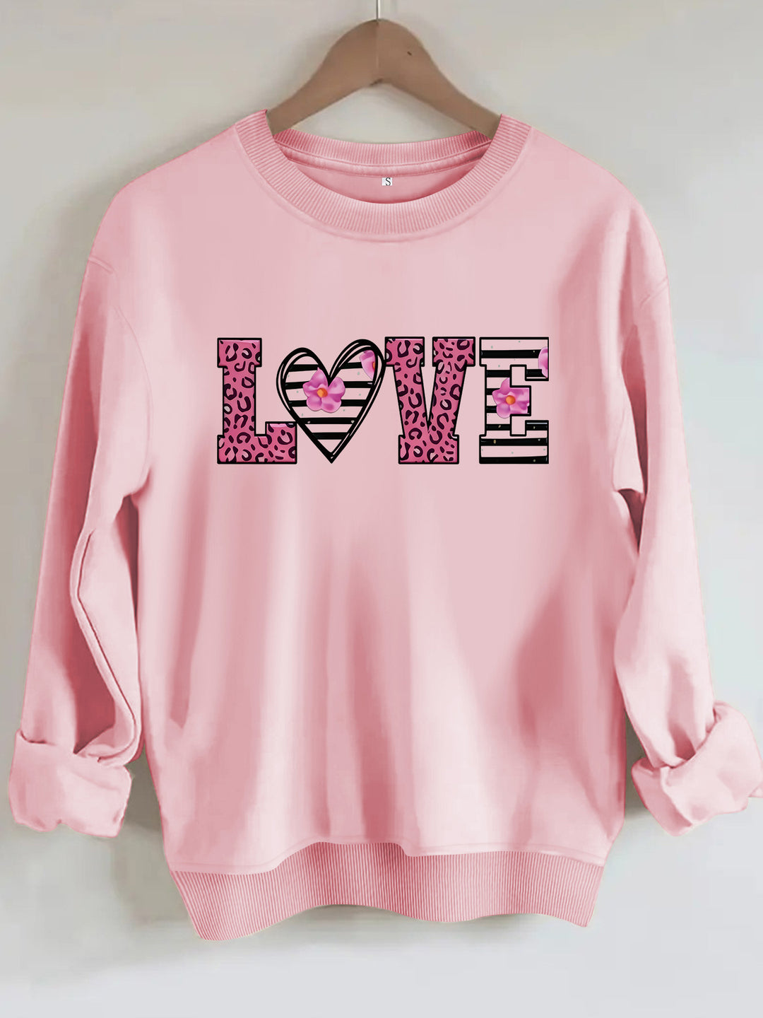 Damen Sweatshirt mit modernem Leopardenherz-Design und komfortablem Schnitt Drune