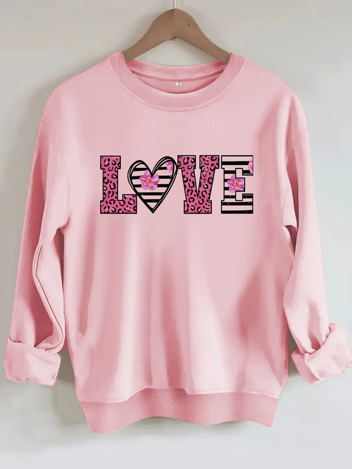 Damen Sweatshirt mit modernem Leopardenherz-Design und komfortablem Schnitt Drune