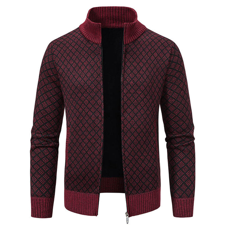Herren moderner Strickjacke mit floralem Zopfdesign Drune