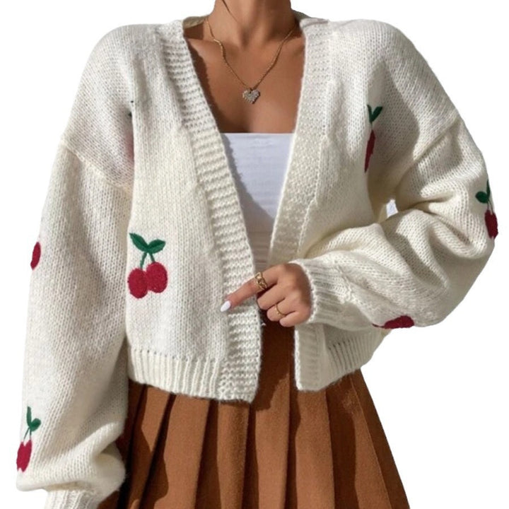 Damen Strickjacke mit floralem Design und extravaganter Silhouette Drune