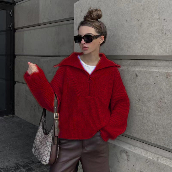 Drune | Rippstrickpullover mit Reißverschluss Weich und Warm Lässig Schick