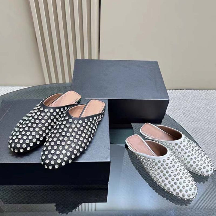 Damen mit Strass verzierten Slide Mules Drune