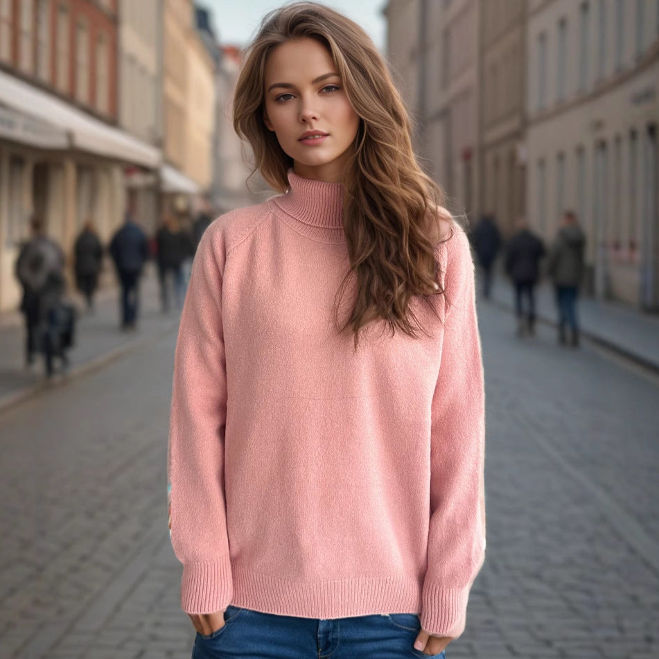 Damen kuscheliger Rollkragenpullover aus weicher Textur Drune